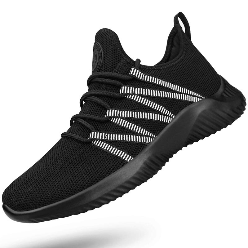 Feethit Womens Slip On Running Shoes Non Slip Walking Shoes Lightweight Gym Workout Shoes Breathable Fashion Sneakers Black Size 9 - Image 1